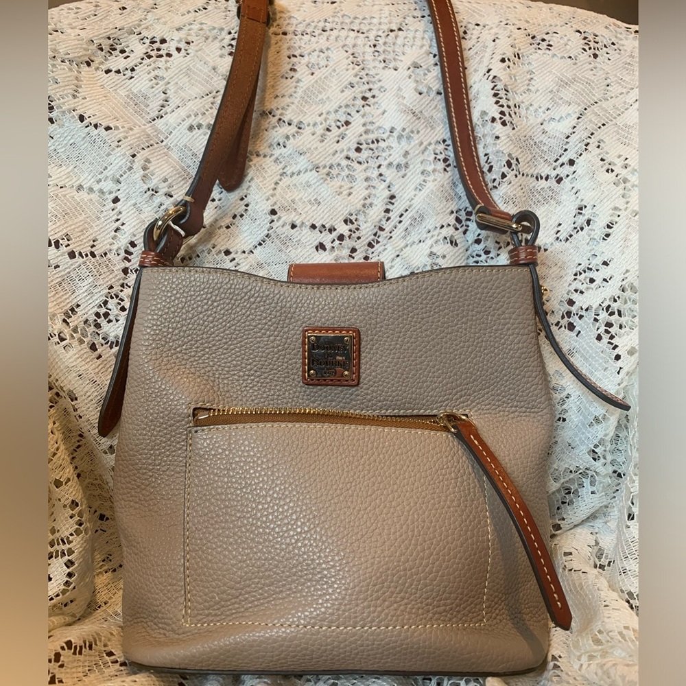 Dooney & Bourke light gray pebbled soft leather crossbody